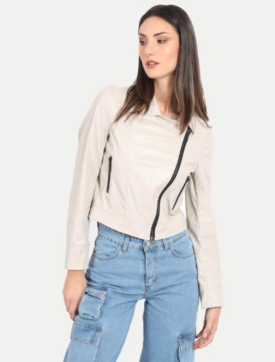 Giubbino ecopelle Susy Mix - sabbia