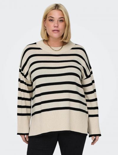 Maglia manica lunga curvy Only - Carmakoma - bianco nero