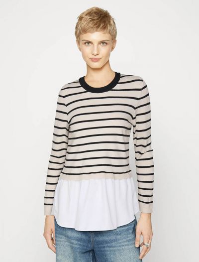 Maglia manica lunga curvy Only - Carmakoma - bianco nero