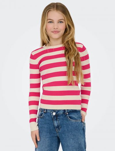 Maglia manica lunga Only - panna fuxia