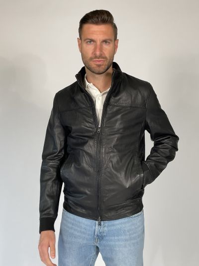 Giubbino in pelle Milestone - nero