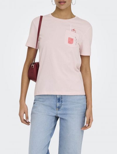 T-shirt manica corta Only - rosa chiaro