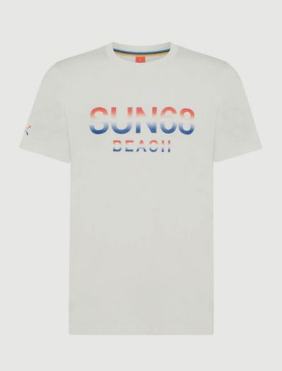 T-shirt manica corta sportiva Sun68 - panna