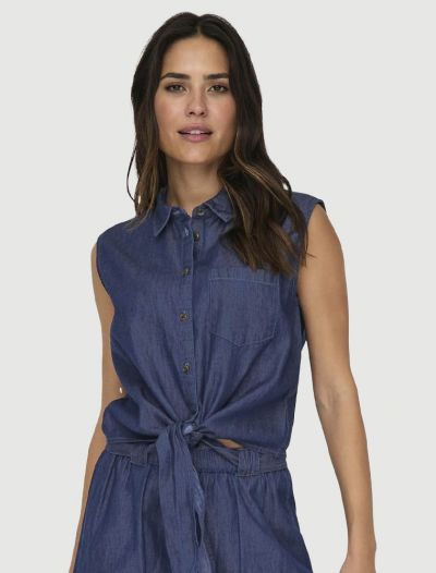 Camicia manica corta Jdy - medium blue denim