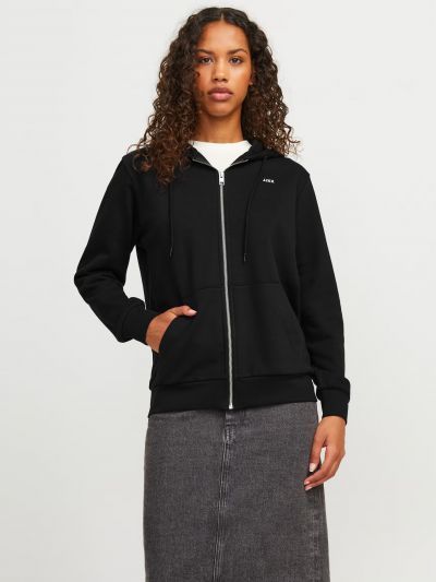 MAGLIA IN FELPA CON ZIP E CAPPUCCIO Jjxx - black