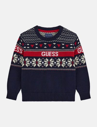 Pullover manica lunga Guess - bianco blu