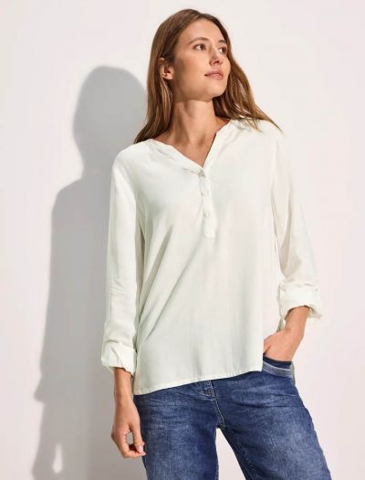 Blusa. scollo a v con bottoni - burro