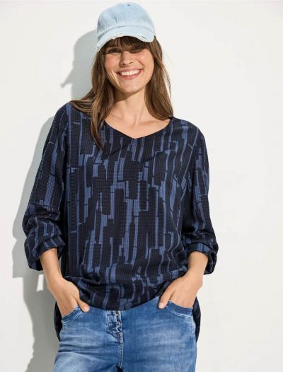 Maglia maniche lunghe. scollo a v - blu