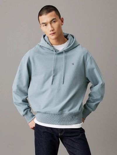 Maglia in felpa cappuccio Calvin Klein - blu chiaro