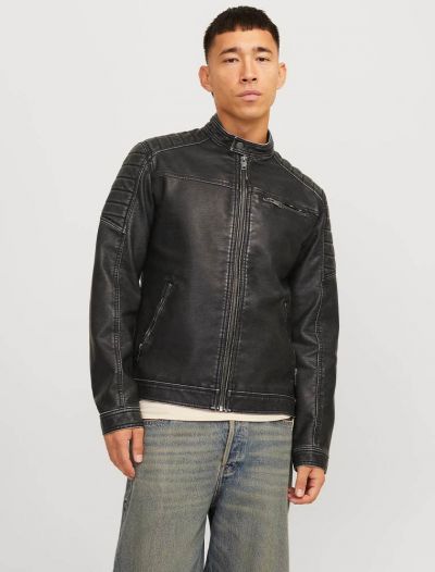 Giubbino ecopelle Jack & Jones - black
