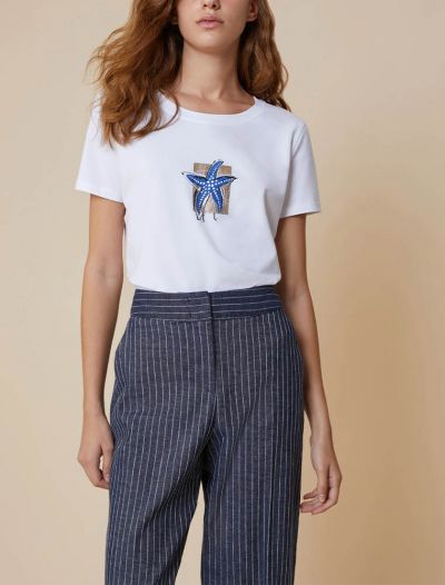 T-shirt manica corta Pennyblack - bianco blu