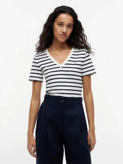 T-shirt manica corta Tommy Hilfiger - bianco blu