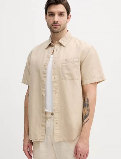 Camicia manica corta casual Calvin Klein - sabbia