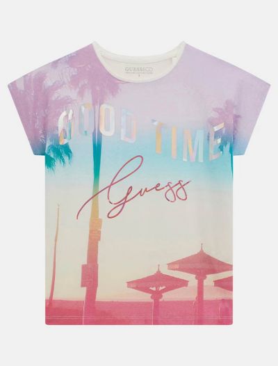 T-shirt manica corta Guess - azzurro rosa
