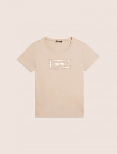T-shirt manica corta sportiva Freddy - crema