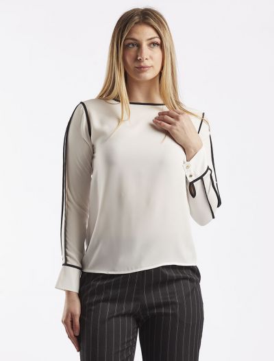 Camicia manica lunga giovane Artigli - panna nero