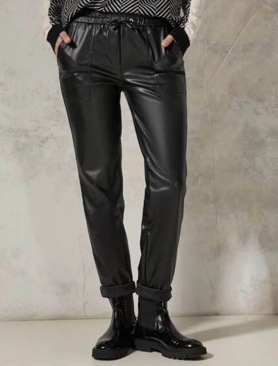 Pantalone lungo in simil pelle. vita ... - nero