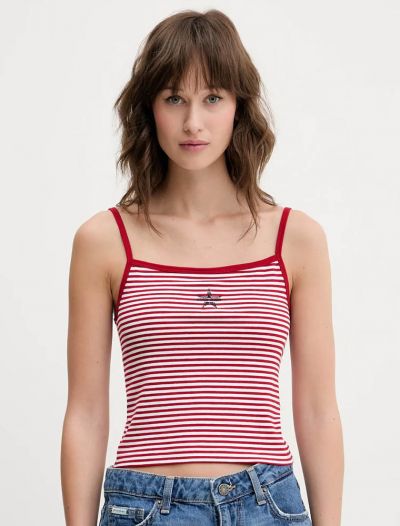 Top Guess Jeans - bianco rosso