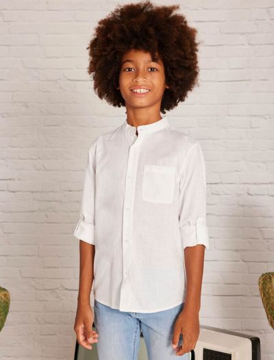 Camicia manica lunga lino Mayoral - bianco