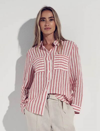 Camicia manica lunga Street One - rosso bianco