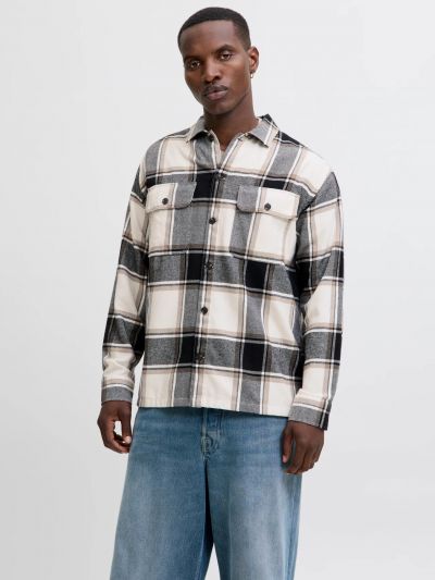 Camicia manica lunga flanella Jack & Jones - ecru