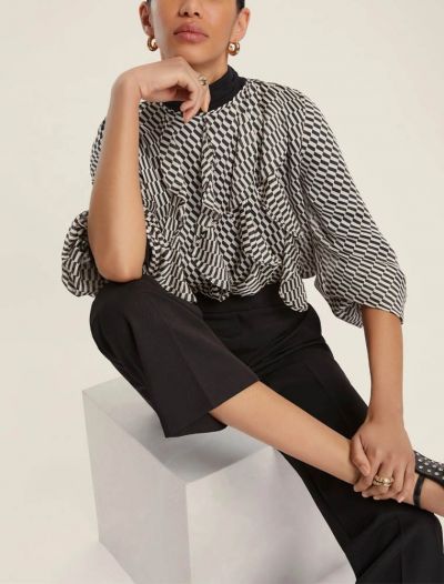 Camicia manica lunga Emme - bianco nero