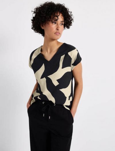 Camicia manica corta Street One - nero bianco