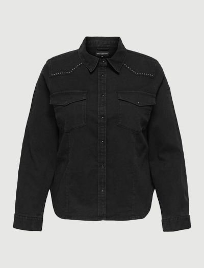Giacca camicia con tasche - black