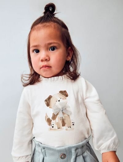 T-shirt manica lunga Mayoral - panna cielo