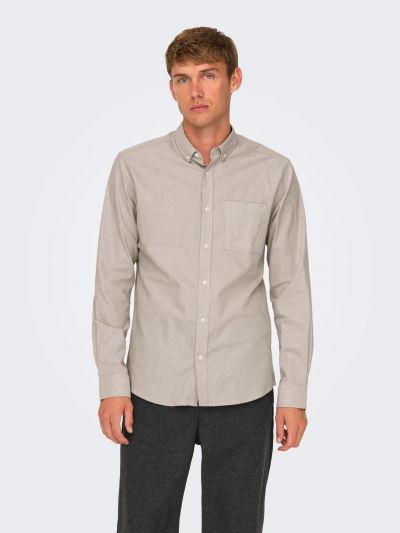Camicia manica lunga casual Only & Sons - beige