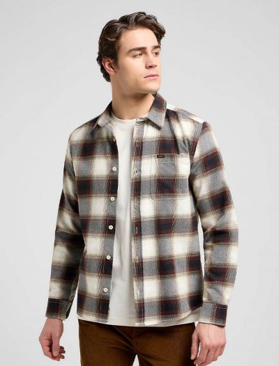 Camicia manica lunga flanella Lee - bianco