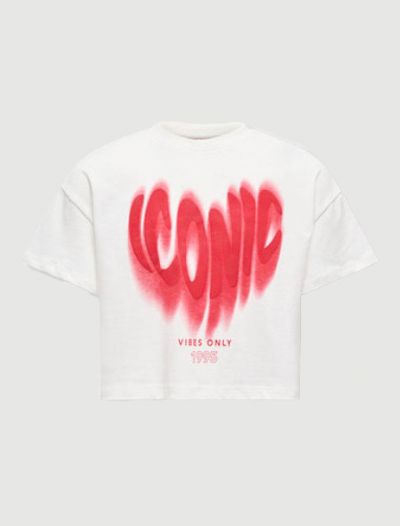 T-shirt manica corta Only - bianco rosso