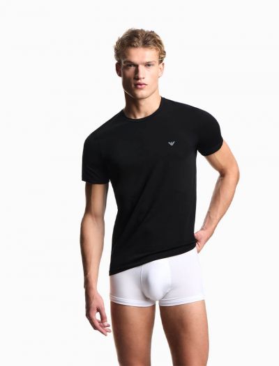 Maglia manica corta in cotone Emporio Armani - nero