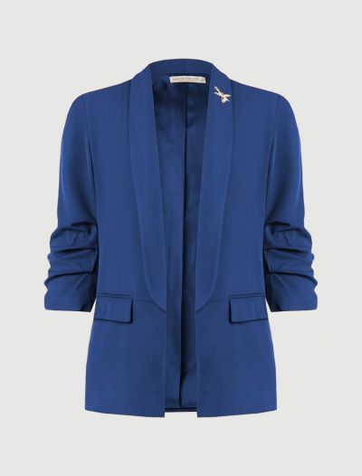 Giacca curvy. maniche arricciate. spi... - blu cina