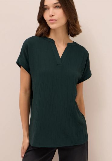 Camicetta a manica corta. scollo a v - verde scuro