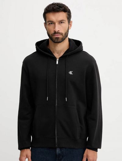 Maglia in felpa zip cappuccio Calvin Klein - nero