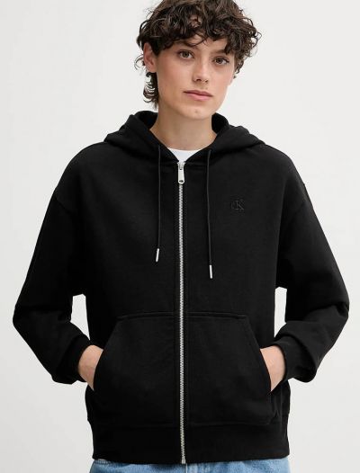 Maglia in felpa zip cappuccio Calvin Klein - black