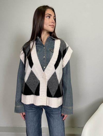 Pullover senza maniche Knit - San Babila - nero latte