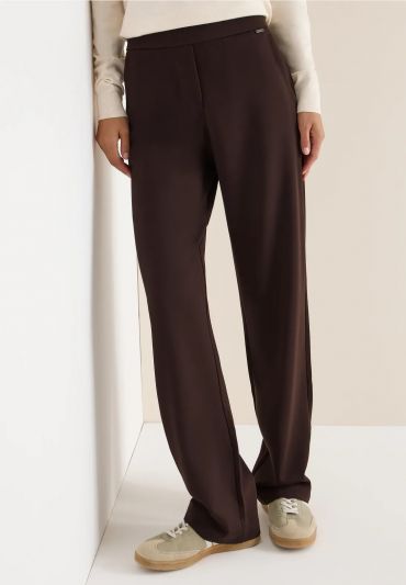 Pantalone curvy in jersey. vita alta,... - brown