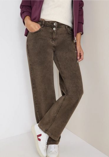 Pantalone jeans. vestibilità ampia, v... - cioccolato