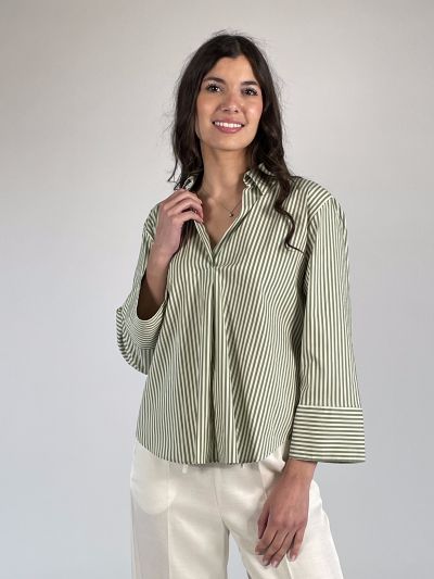 Camicia manica lunga Emme - verde bianco