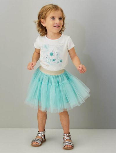 Completo maglia con gonna I Do - panna verde