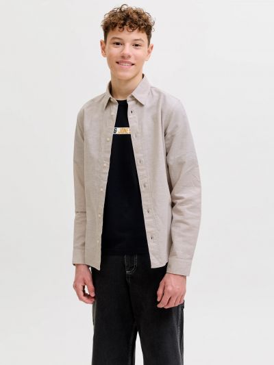 Camicia manica lunga lino Jack & Jones - beige