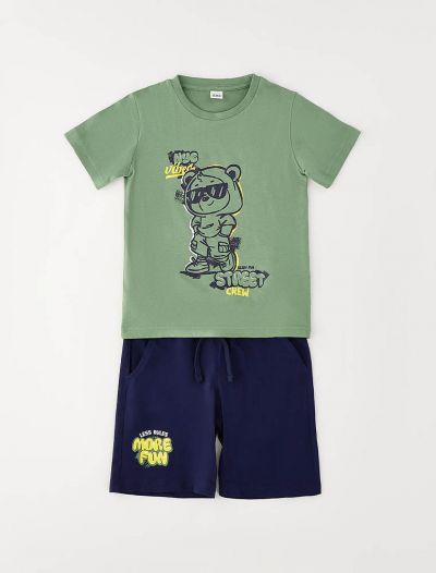 Completo maglia e pantalone corto I Do - verde salvia