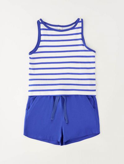 Completo canotta e pantalone corto I Do - bianco blu