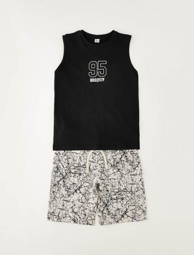 Completo canotta e pantalone corto I Do - nero