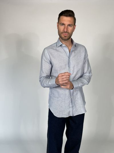 Camicia manica lunga Xacus - bianco azzurro