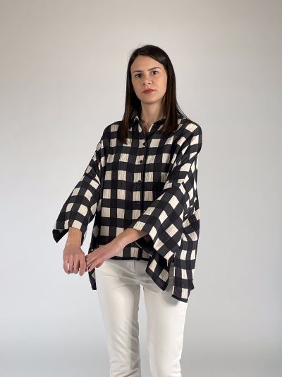 Camicia manica lunga Sandro Ferrone - nero panna