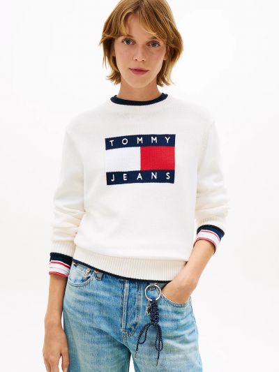 Pullover manica lunga Tommy Jeans - bianco