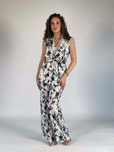 Completo 2 pezzi: gilet con cinturina... - bianco